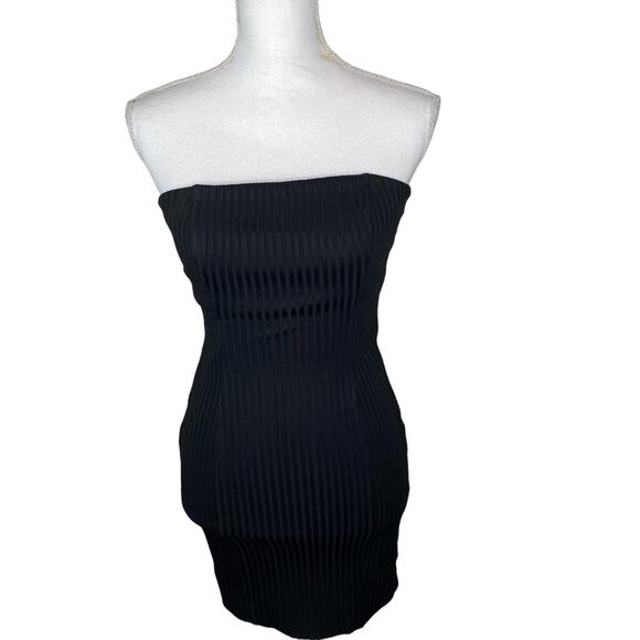NBD Women's Strapless Ribbed Tube Cocktail Dress Black Size S - Picture 1 of 16
